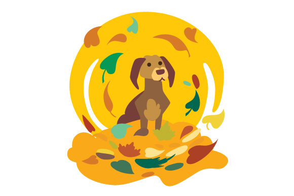 Dog in Pile of Leaves