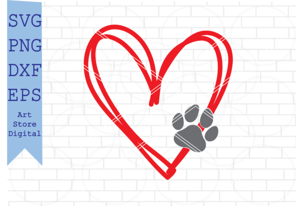 Heart Dog Paw Svg for Embroidery