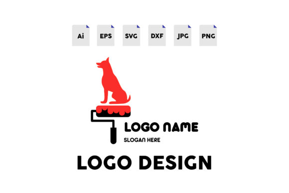 Logo Petshop Dog Red Paint Brush