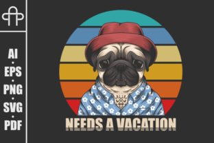 Pug Dog Need Vacation Illustration
