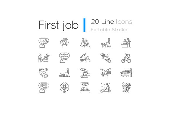 Teenager Work Experience Linear Icons